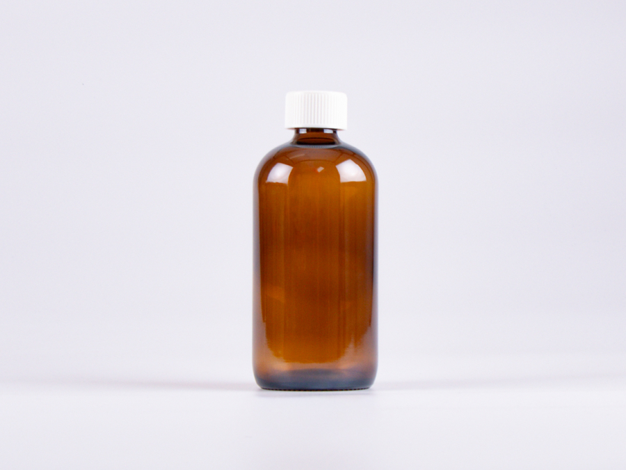 Braunglasflasche 500ml, mit Schraubverschluss schwarz/weiss