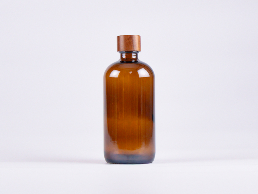 Braunglasflasche 500ml, mit Schraubverschluss Walnut