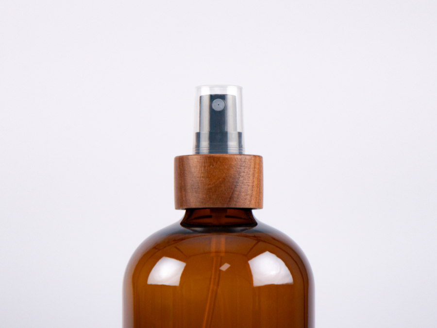 Glasflasche säuremattiert, 500ml, mit Zerstäuber Walnut
