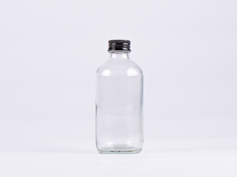 Klarglasflasche 250ml, mit Schraubverschluss Aluminium