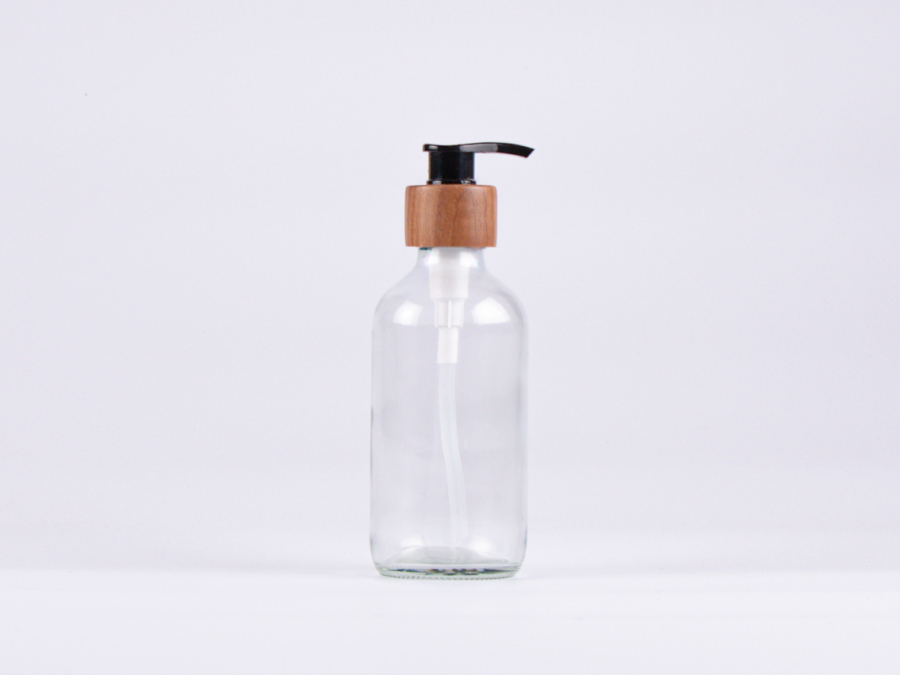 Klarglasflasche 250ml, mit Dispenser Walnut