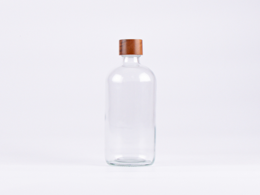 Klarglasflasche 500ml, mit Schraubverschluss Walnut
