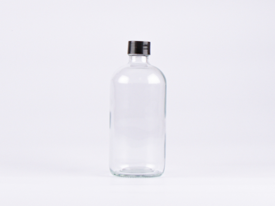 Klarglasflasche 500ml, mit Schraubverschluss schwarz/weiss