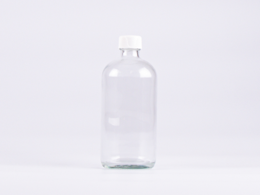 Klarglasflasche 500ml, mit Schraubverschluss schwarz/weiss