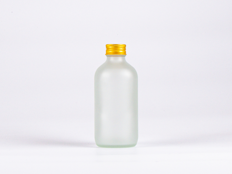 Glasflasche säuremattiert, 250ml, mit Schraubverschluss Aluminium