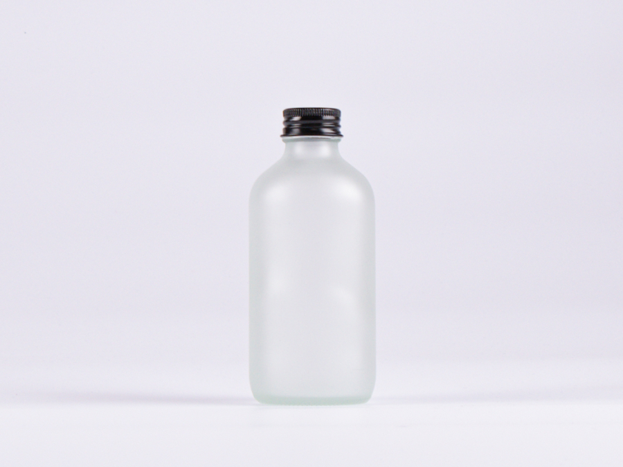 Glasflasche säuremattiert, 250ml, mit Schraubverschluss Aluminium