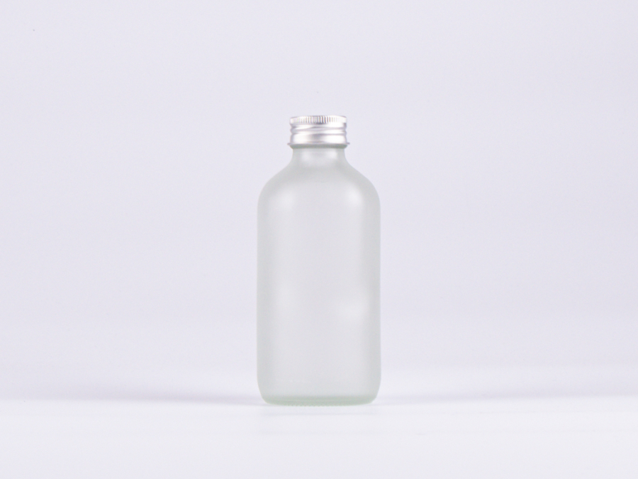 Glasflasche säuremattiert, 250ml, mit Schraubverschluss Aluminium