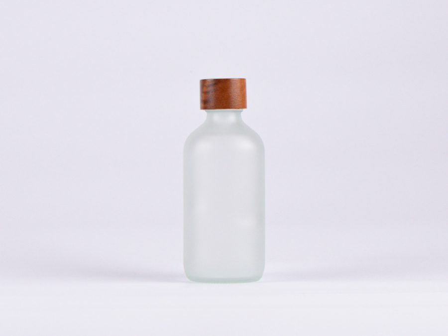 Glasflasche säuremattiert, 250ml, mit Schraubverschluss Walnut