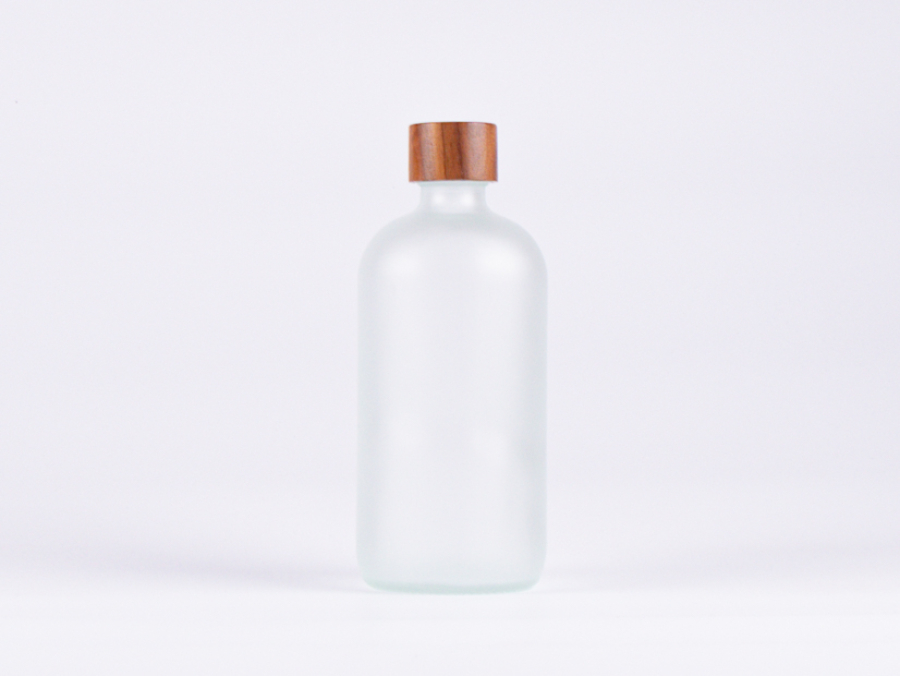 Glasflasche säuremattiert 500ml, mit Schraubverschluss Walnut