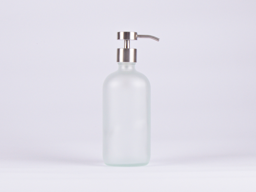 Glasflasche säuremattiert, 500ml, mit Dispenser Edelstahl