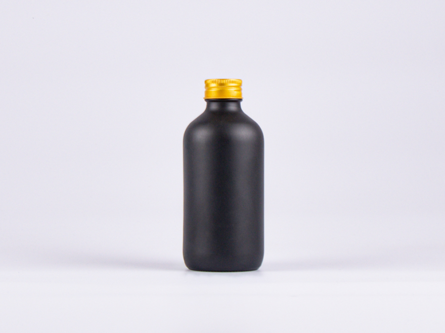 Schwarzglasflasche 250ml, mit Schraubverschluss Aluminium
