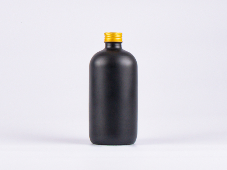 Schwarzglasflasche 500ml, mit Schraubverschluss Aluminium