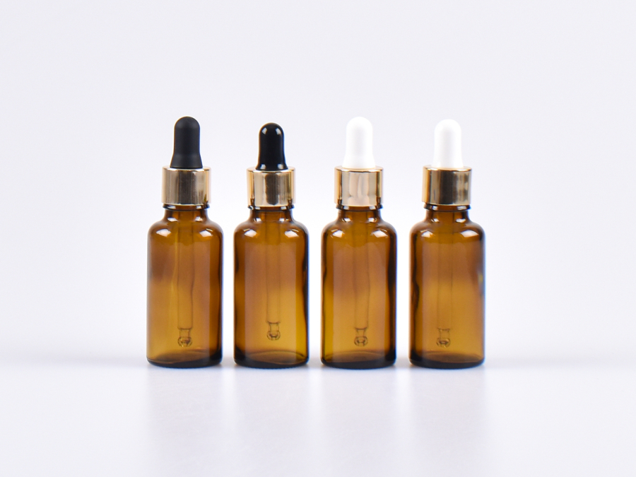Braunglasflasche 20ml, mit Pipette gold