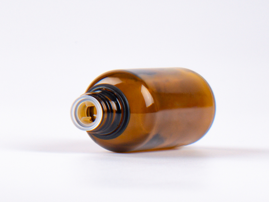 Braunglasflasche 5ml, mit Schraubverschluss & Giessring