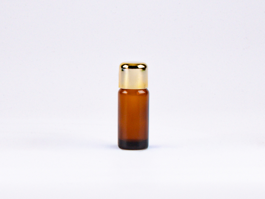Braunglasflasche 10ml, mit Tropfmontur Gold