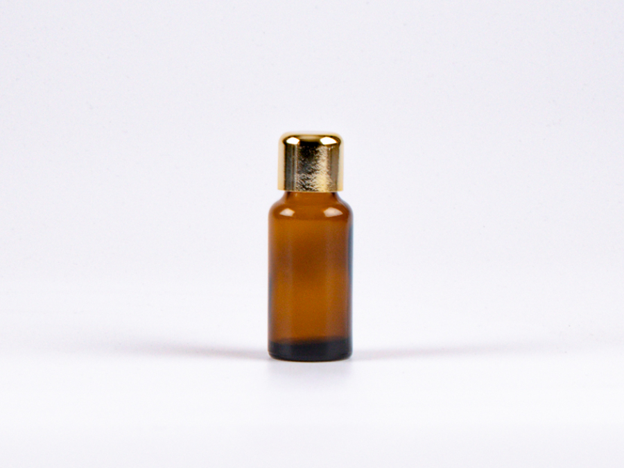 Braunglasflasche 20ml, mit Tropfmontur Gold