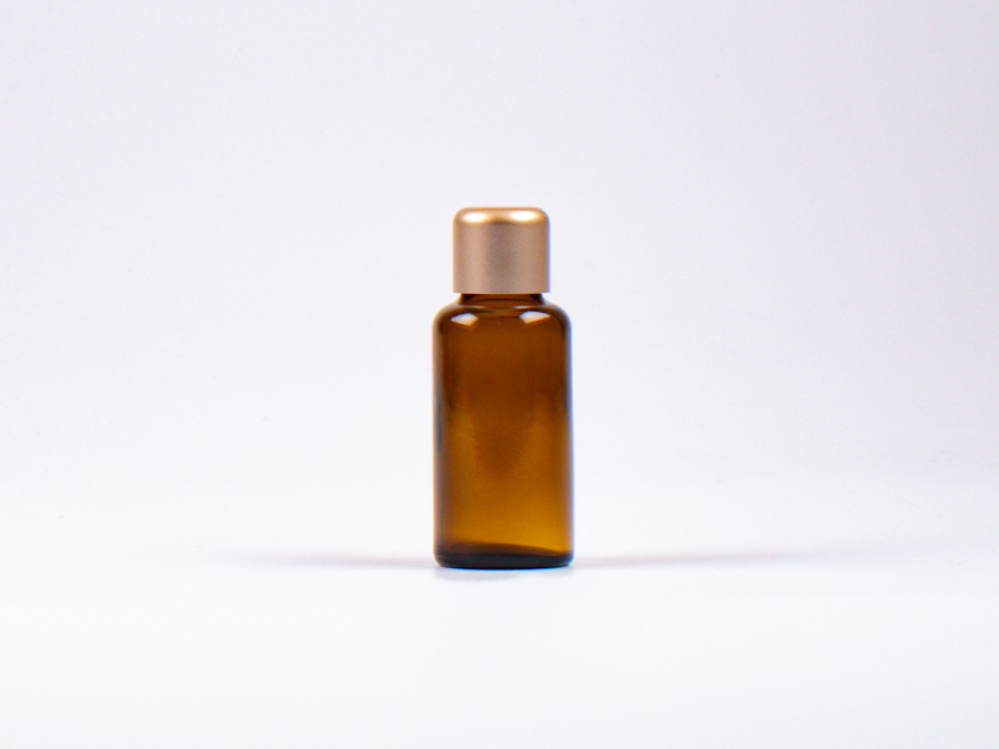 Braunglasflasche 30ml, mit Tropfmontur Gold