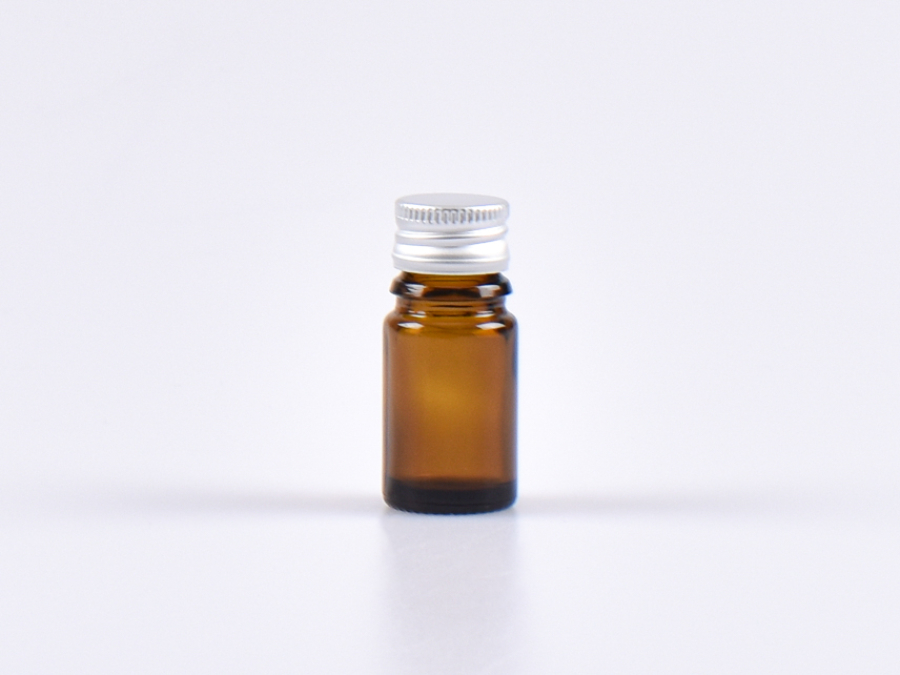 Braunglasflasche 5ml, mit Aludeckel gold/silber