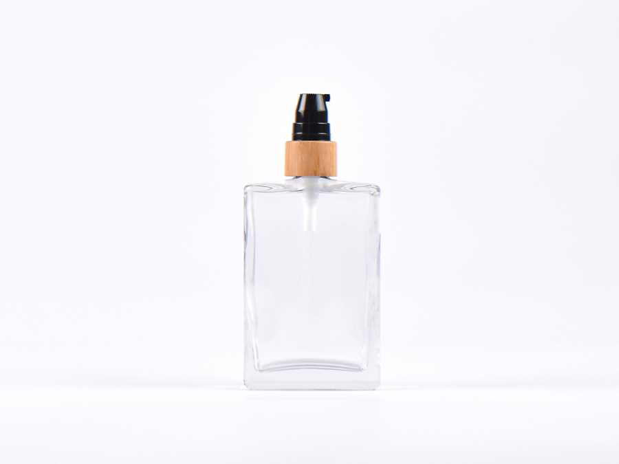 Klarglasflasche Miro 100ml - Lotionspumpe Bambus