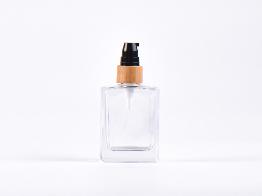 Klarglasflasche Miro 50ml - Lotionspumpe Bambus