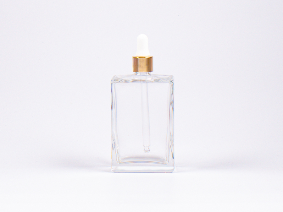 Klarglasflasche Miro 100ml - Pipette gold