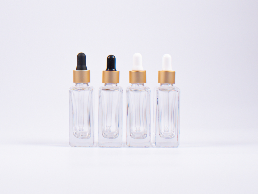 Klarglasflasche Miro 50ml - Pipette gold