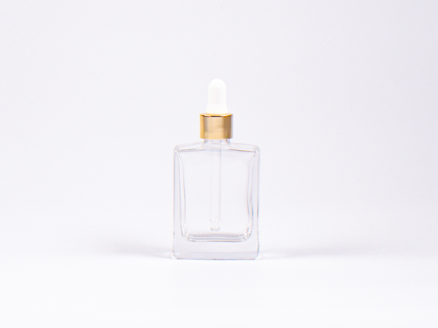 Klarglasflasche Miro 50ml - Pipette gold