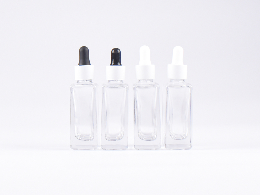 Klarglasflasche Miro 50ml - Pipette weiss