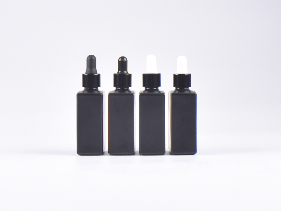Schwarzglasflasche Miro 50ml - Pipette schwarz
