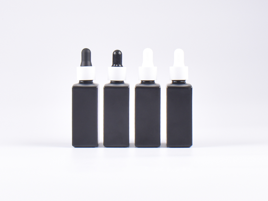 Schwarzglasflasche Miro 50ml - Pipette weiss