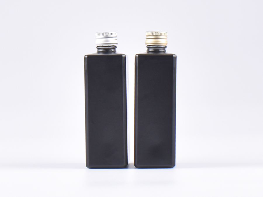 Schwarzglasflasche Miro 100ml - Schraubverschluss Aluminium