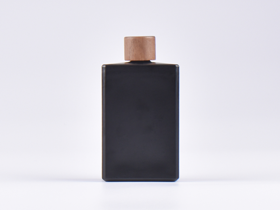 Schwarzglasflasche Miro 100ml - Tropfmontur Walnut