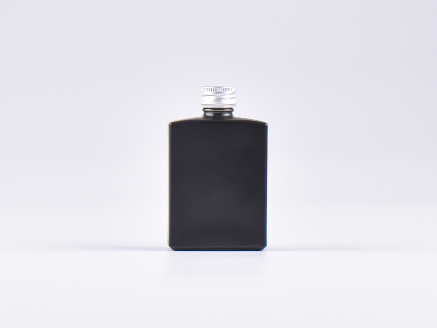 Schwarzglasflasche Miro 50ml - Schraubverschluss Aluminium