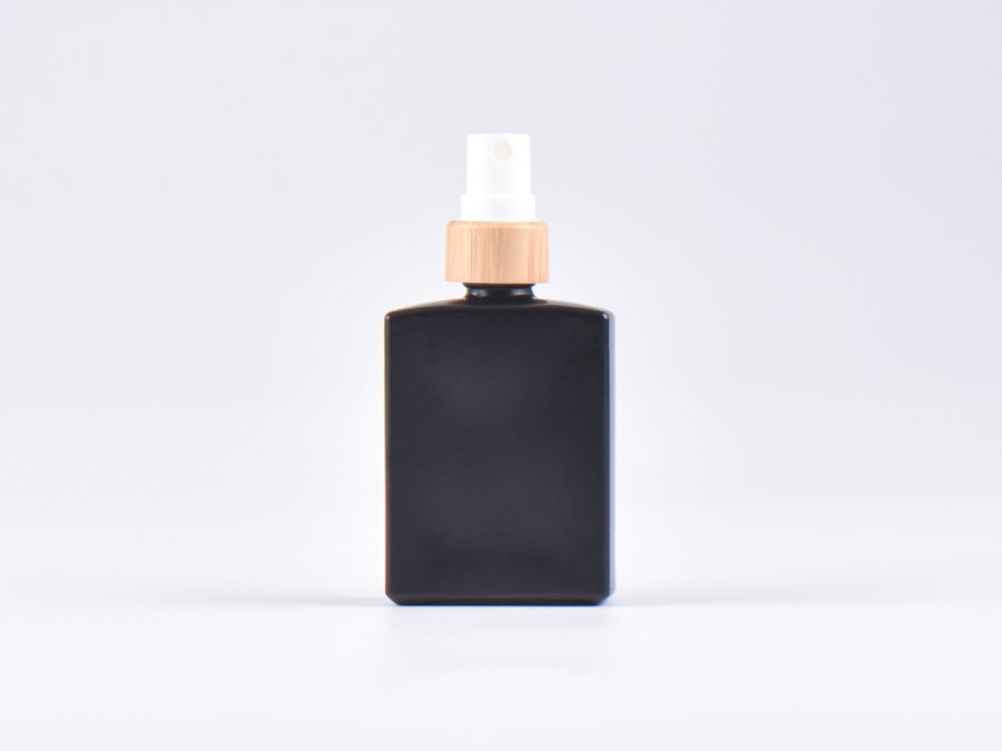 Schwarzglasflasche Miro 50ml - Zerstäuber Bambus