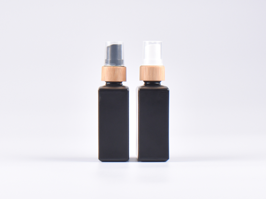 Schwarzglasflasche Miro 50ml - Zerstäuber Bambus