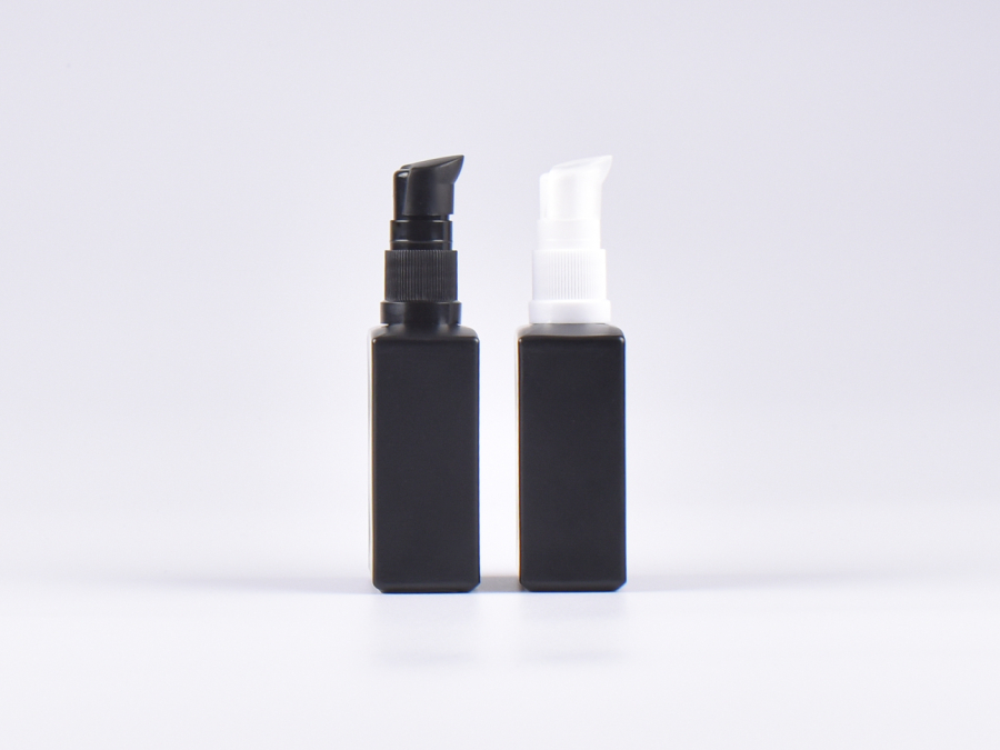 Schwarzglasflasche Miro 50ml - Lotionspumpe Kunststoff