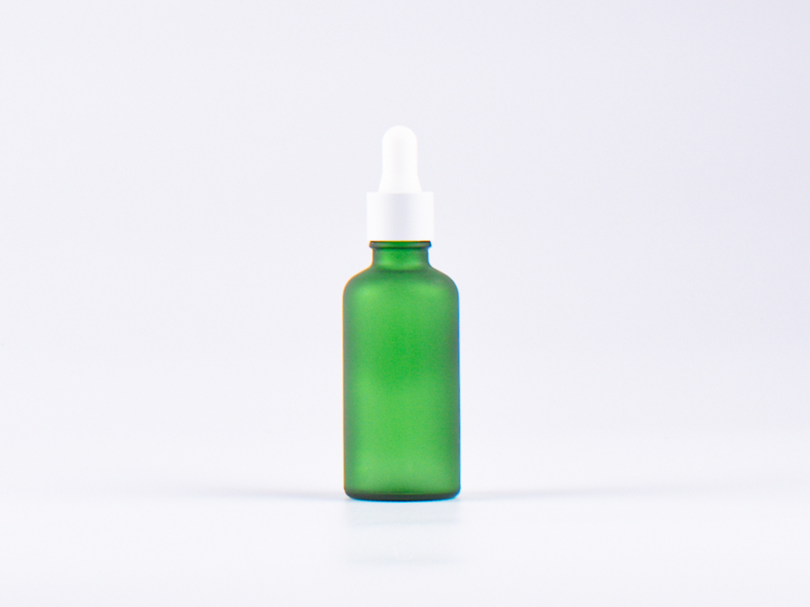 Grünglasflasche 50ml, mit Pipette weiss