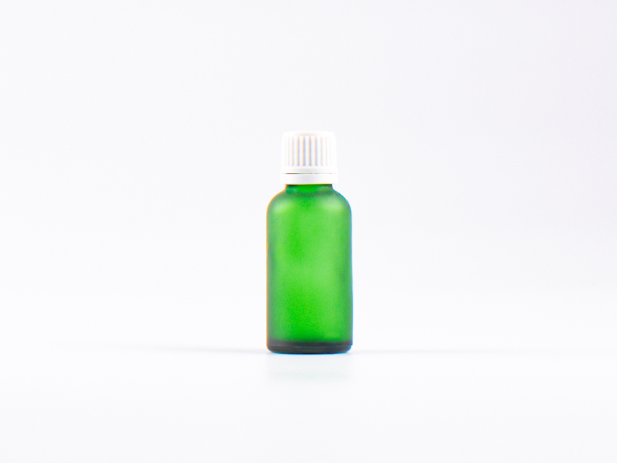 Grünglasflasche 30ml, mit Schraubverschluss OV