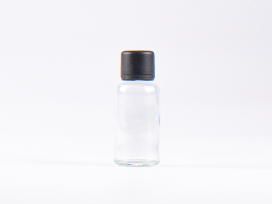 Klarglasflasche 30ml, mit Schraubverschluss & Giessring