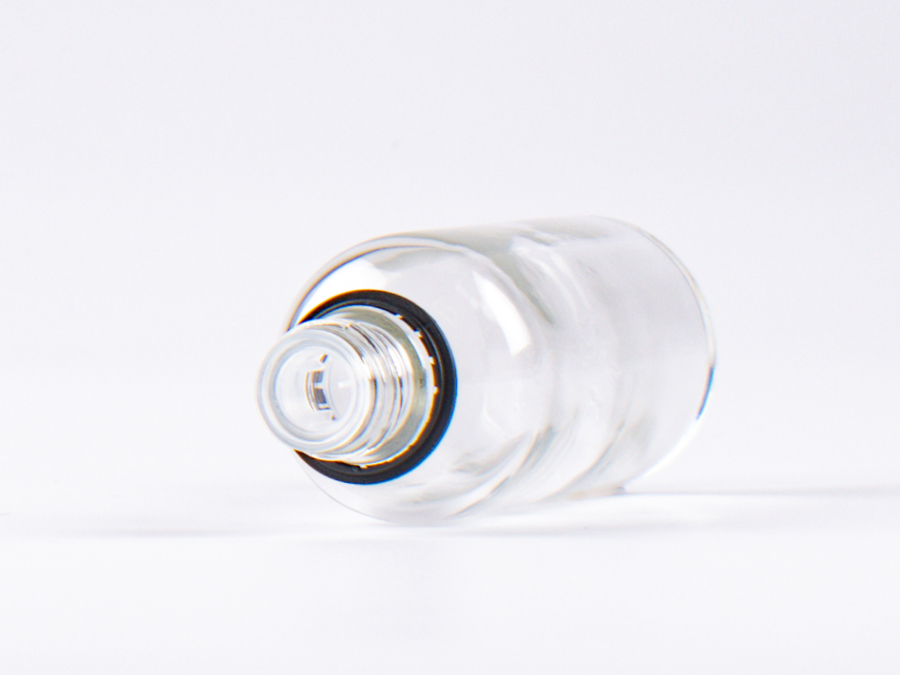 Klarglasflasche 100ml, mit Schraubverschluss & Giessring