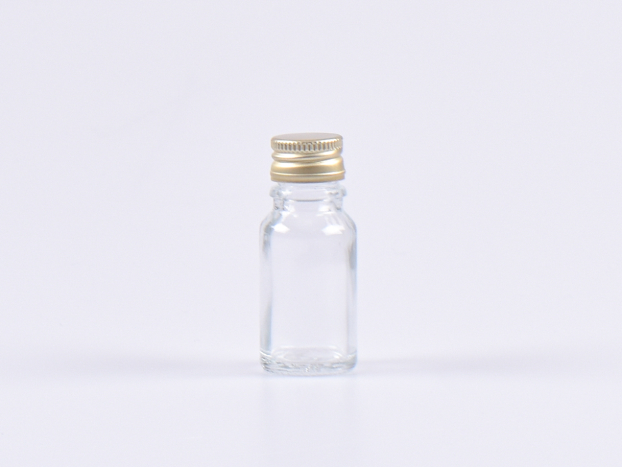 Klarglasflasche 10ml, mit Aludeckel silber/gold