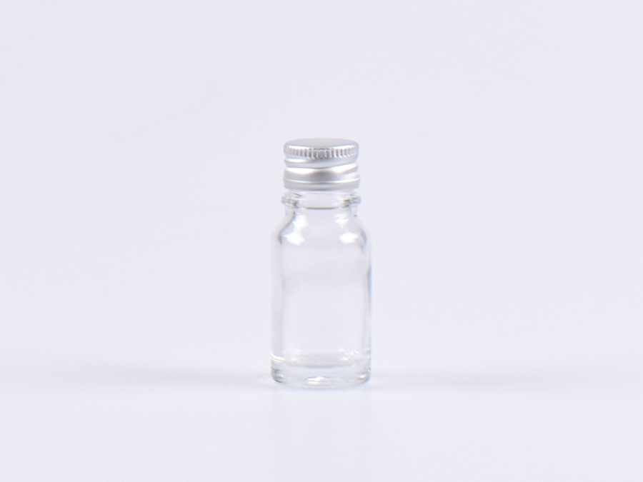 Klarglasflasche 10ml, mit Aludeckel silber/gold