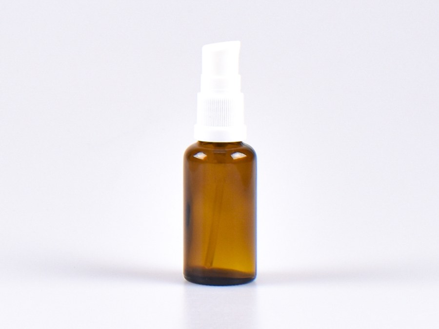 Braunglasflasche 50ml, mit Lotionspumpe Kunststoff