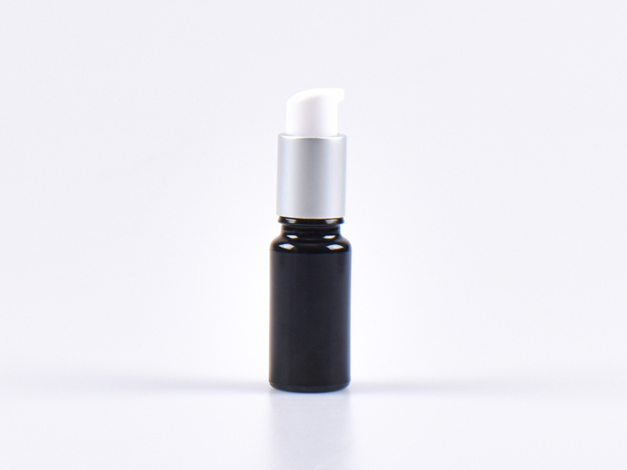 MIRON Violettglasflasche 10ml, mit Lotionspumpe Aluminium, 4 Color