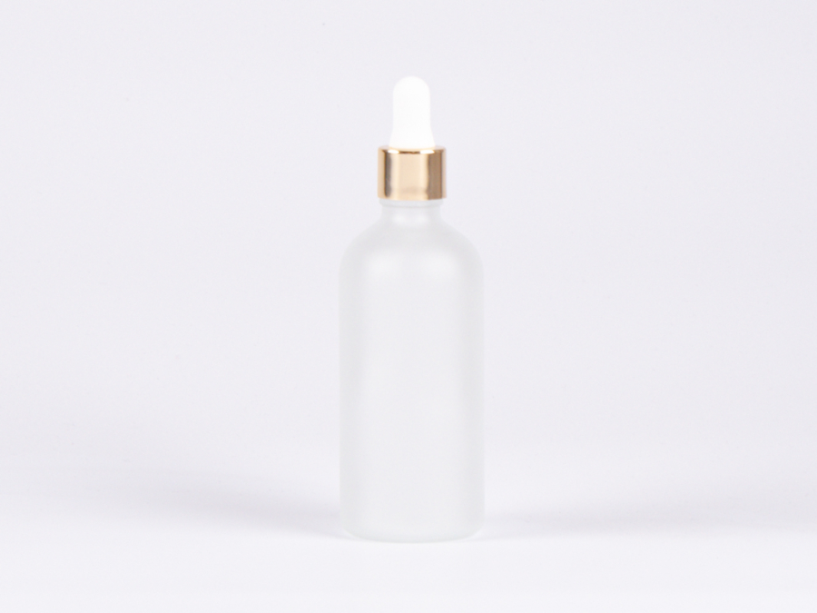 säuremattierte Flasche 100ml, mit Pipette gold