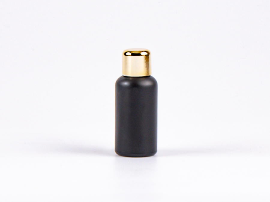 Schwarzglasflasche 30ml, mit Tropfmontur Gold gold