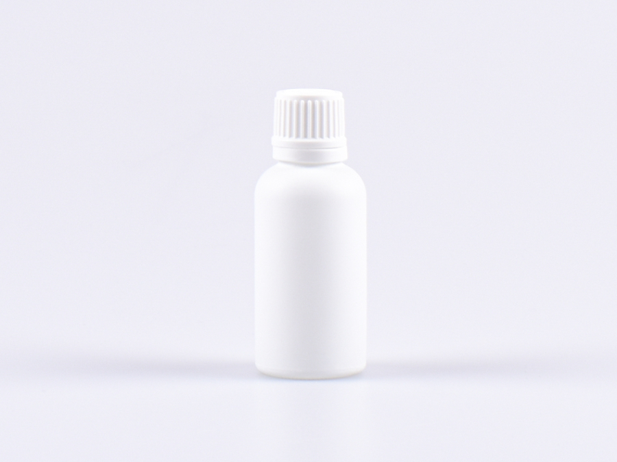 glasflasche-weiss-matt-tropfmontur