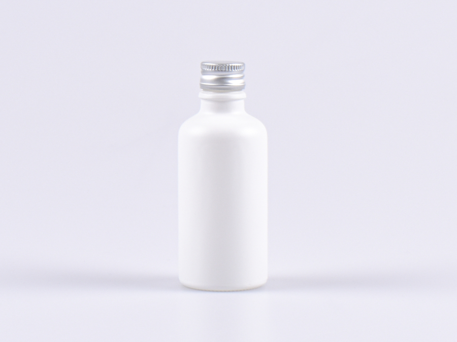 Weissglasflasche 50ml, mit Aludeckel gold/silber