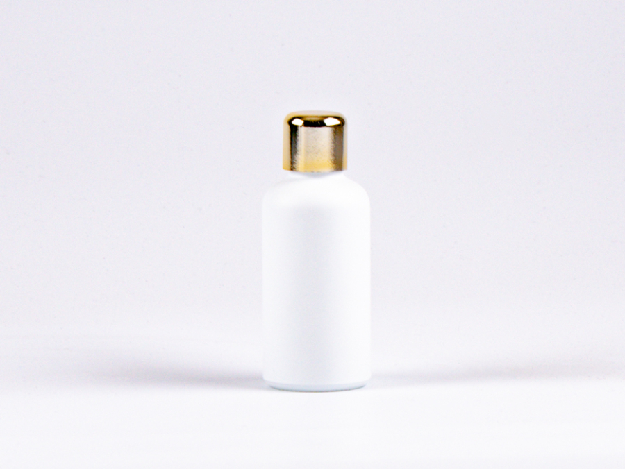 Weissglasflasche 50ml, mit Tropfmontur Gold