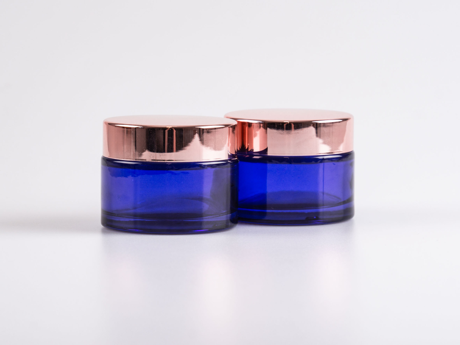 Blauglasdose, 50ml, mit Deckel rosé